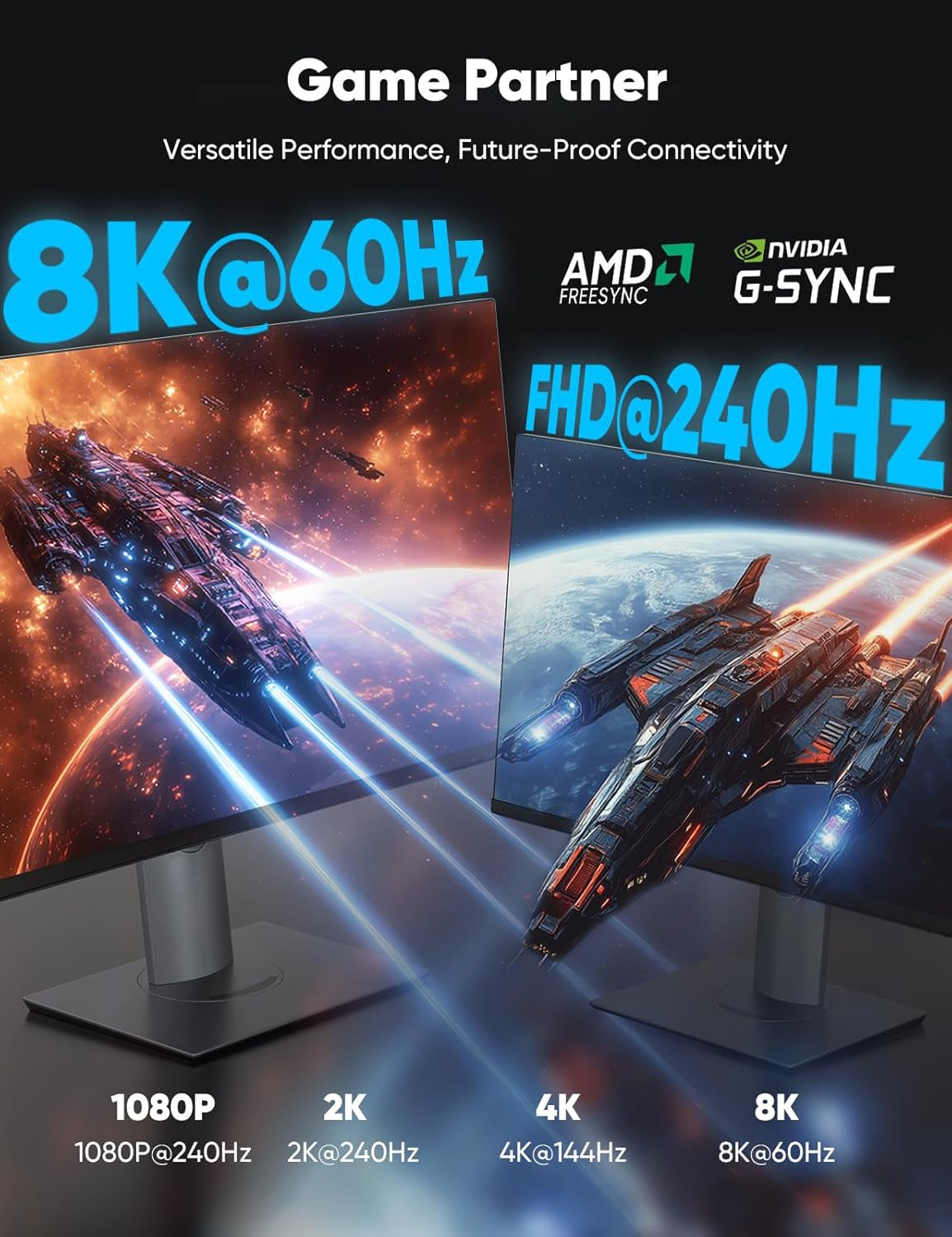 8K Displayport 1.4 Cable, VESA Certified 6.6FT DP Cord (8K@60Hz, 4K@144Hz, 2K@240Hz/165Hz), 32.4Gbps High Speed Display Port Cable for Gaming Monitor, Hdr/Freesync/G-Sync, Braided, Grey